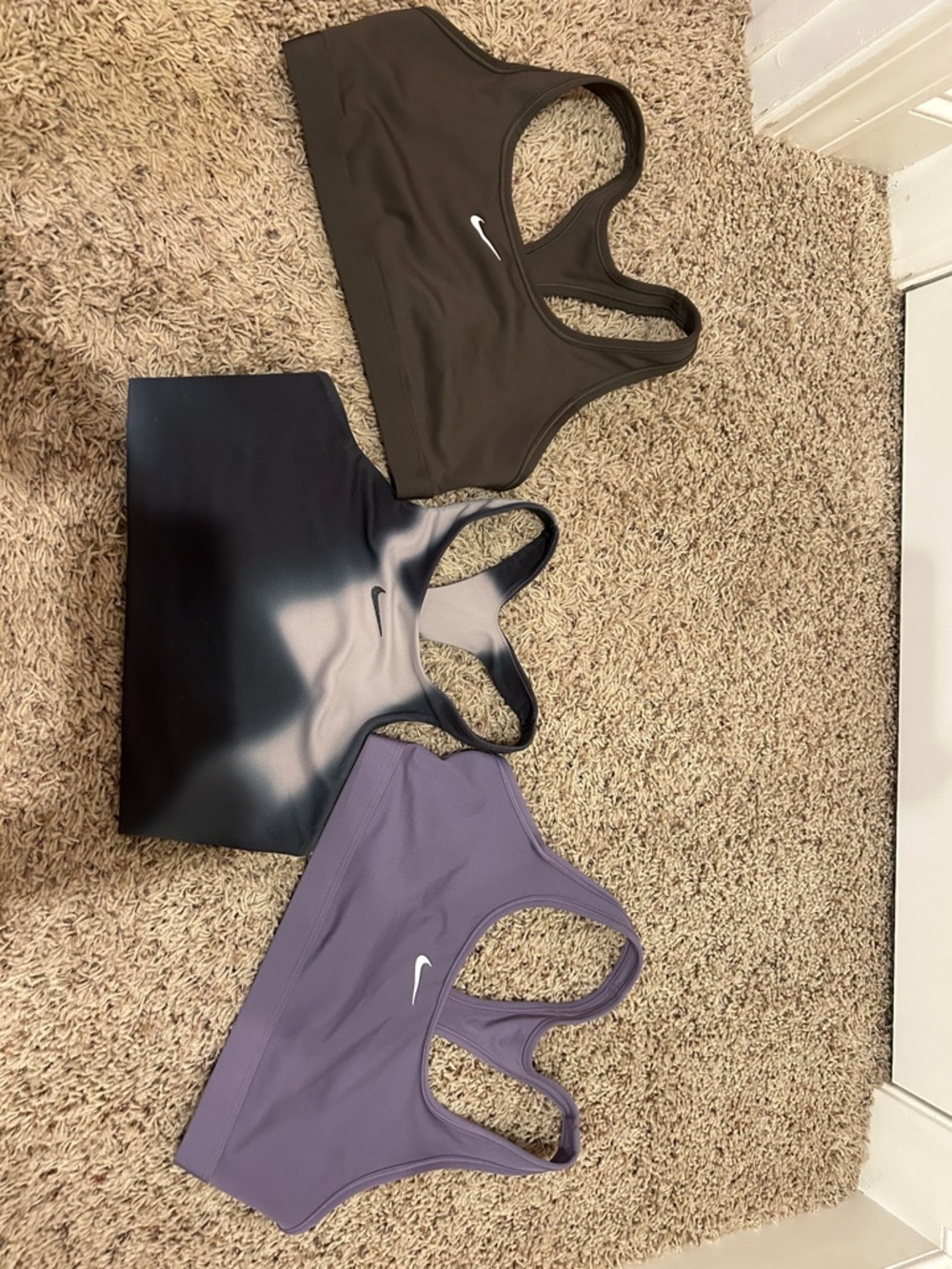 Nike Trio Racerback Sports Bras - Dark green, mixed black and white, Lavender